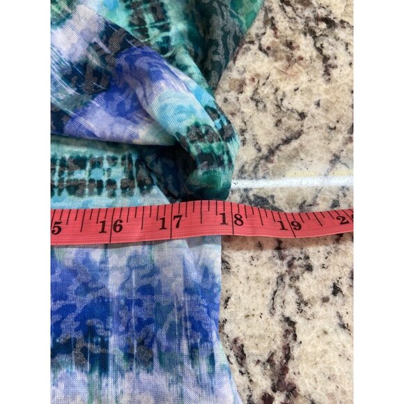 Ruby Rd. Womens Top Small Blue Green Abstract 3/4 Sleeve Scoop Neck Watercolor - Picture 7 of 10